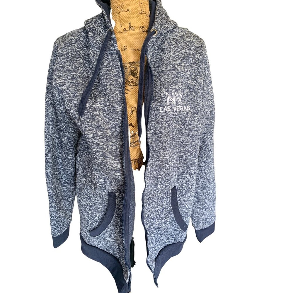Navy Blue Zip-Up Las Vegas Jacket with Hood sz Large
